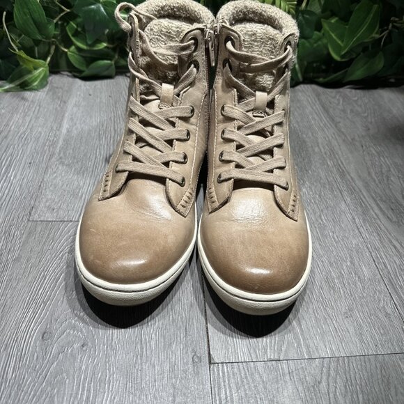 Taos Respect Womens Size 9 Taupe Leather Mid Zip Up Casual Hiking, Sneakers - Picture 3 of 10